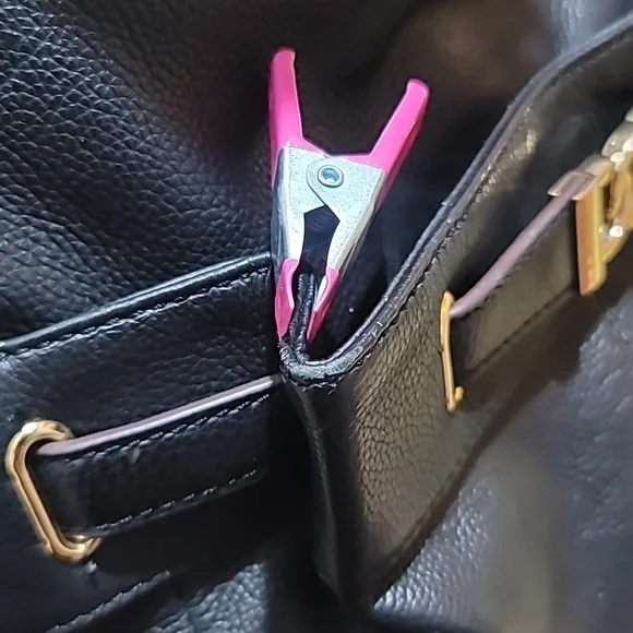 Tignanello Black Leather Bikercore Bohemian Hobo Shoulder Bag Satchel PurseTote - Picture 7 of 16